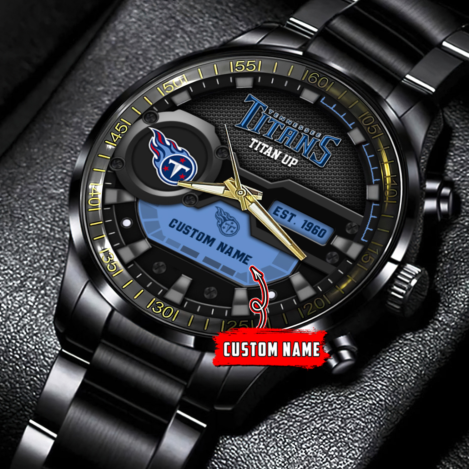 jwfancy tennessee titans nfl personalized black hand watch gift for fans qhqj8