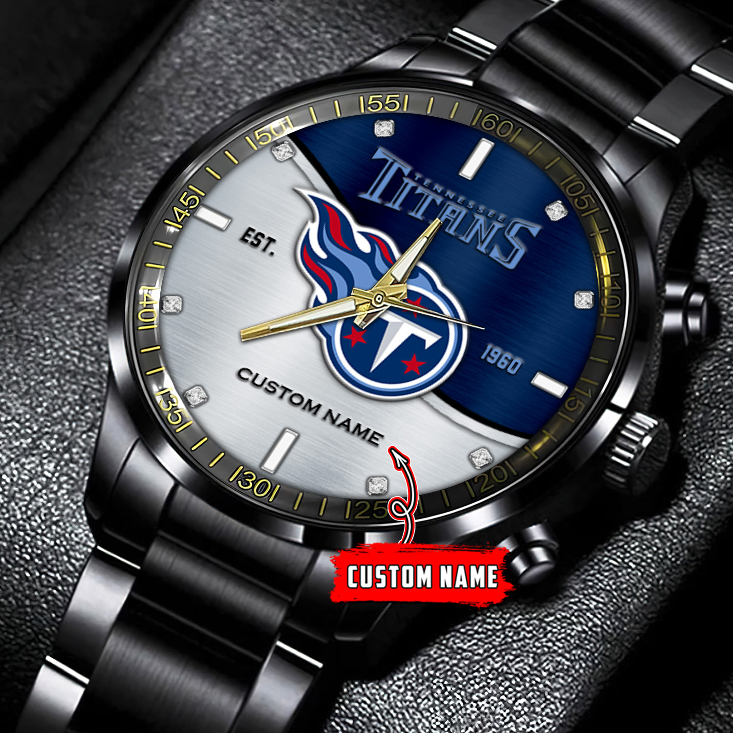 jwfancy tennessee titans nfl personalized black stainless steel watch gift for fans eyfk6