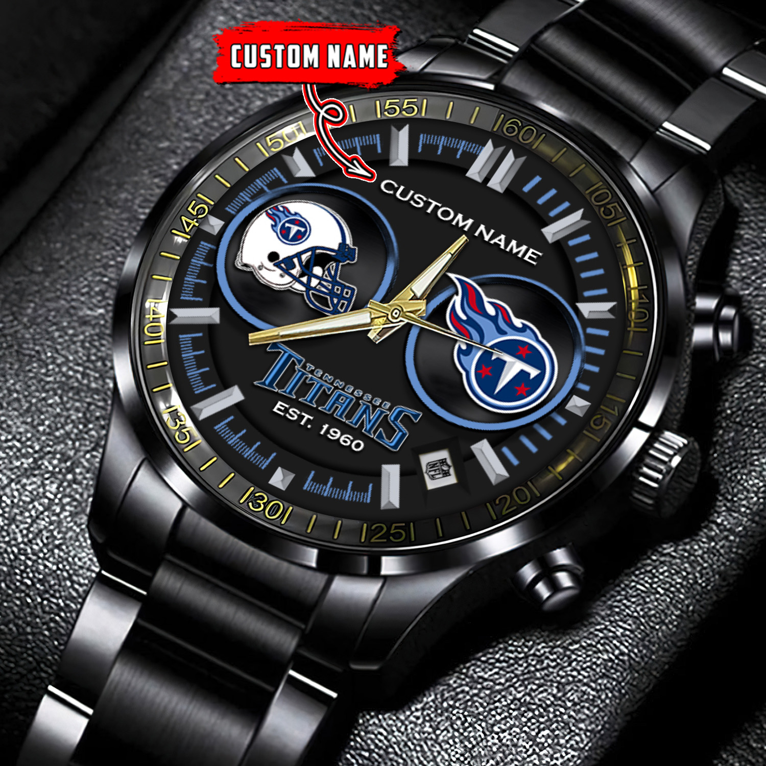 jwfancy tennessee titans nfl personalized black stainless steel watch gift for fans rtecw