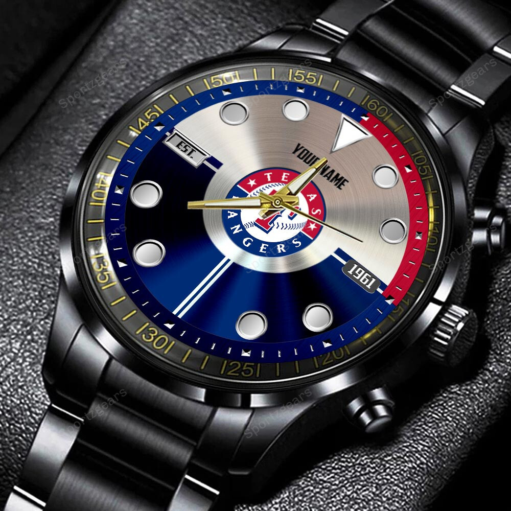 jwfancy texas rangers mlb personalized new black hand watch gift for fans brel8