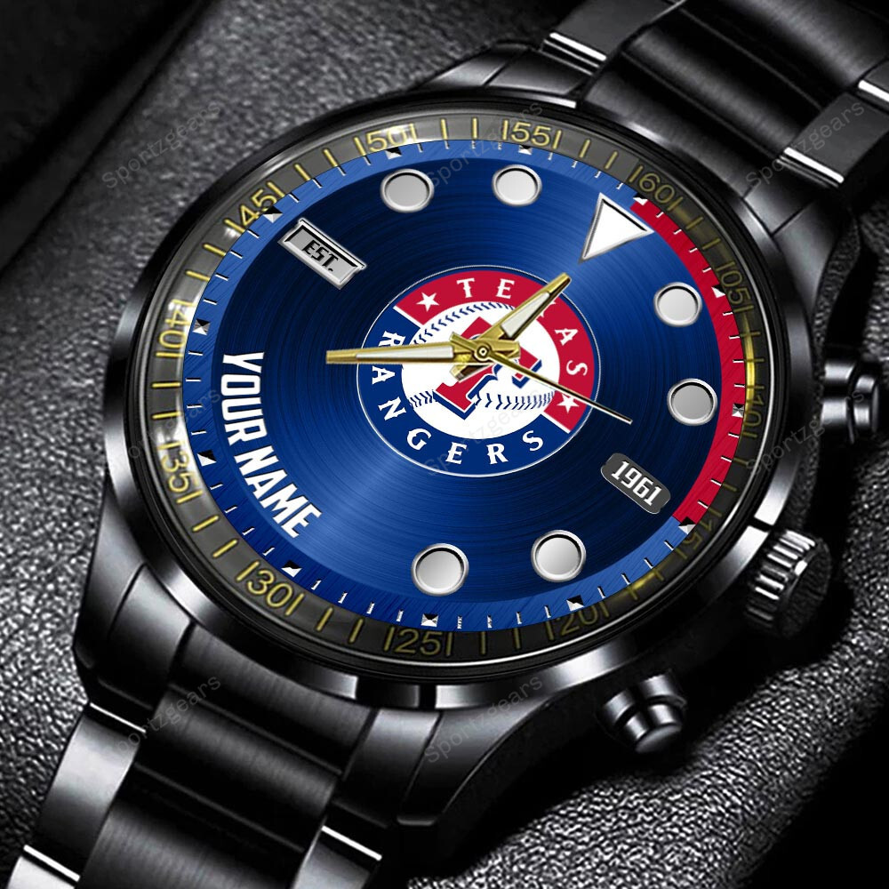 jwfancy texas rangers mlb personalized new black hand watch gift for fans l4o8x