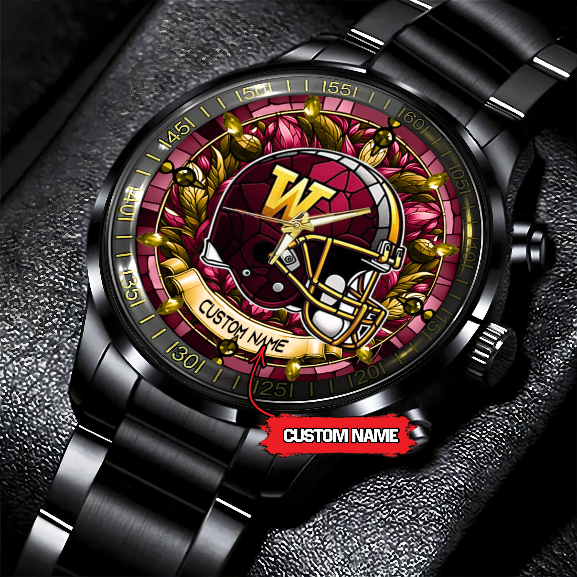 jwfancy washington commanders nfl personalized black stainless steel watch gift for fan x0v8h