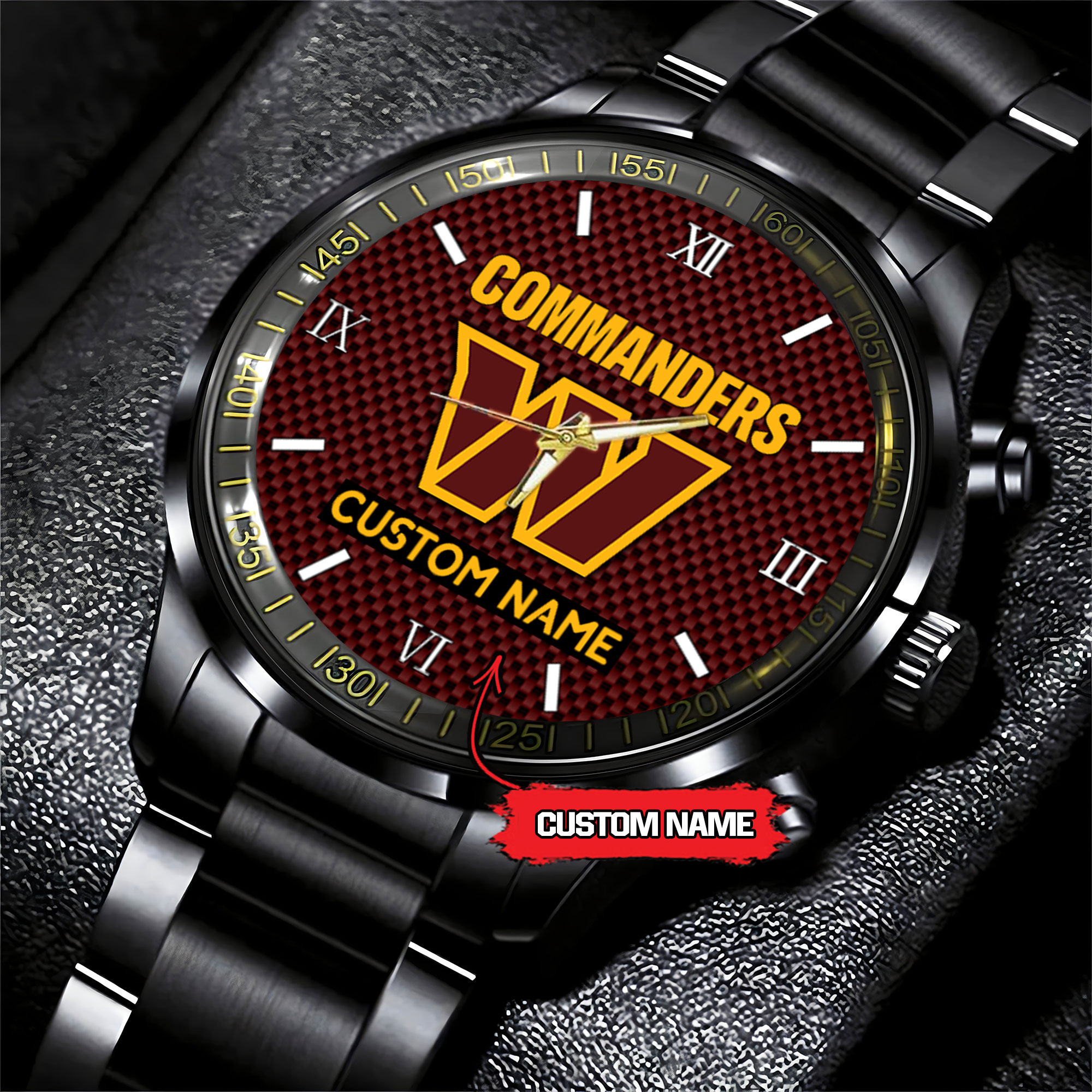 jwfancy washington commanders nfl personalized custom black fashion watch gift for fans xockf