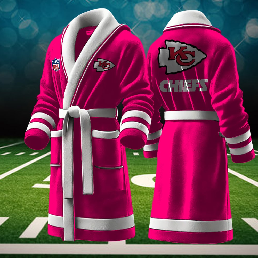 kansas city chiefs nfl personalized fleece bathrobe cp30a