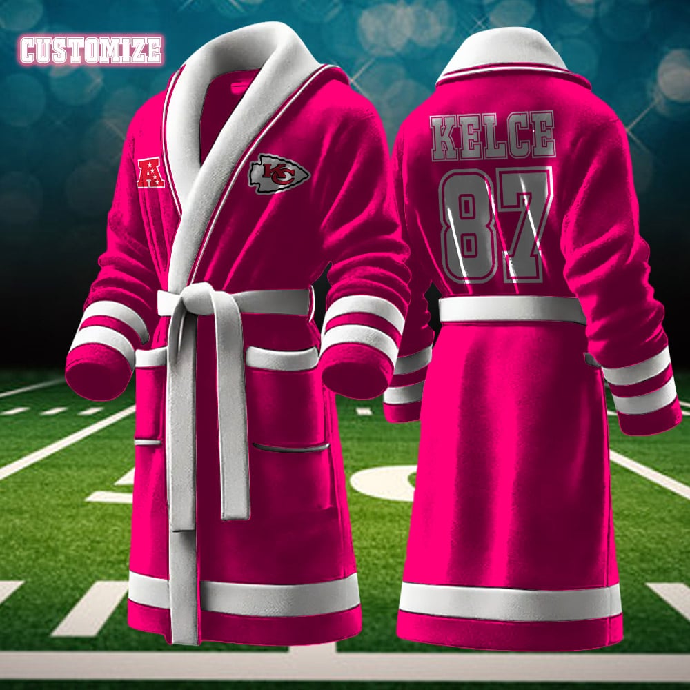 kansas city chiefs nfl personalized fleece bathrobe utyw4