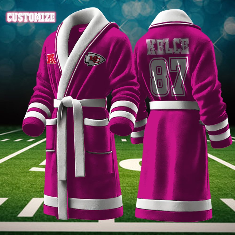 kansas city chiefs nfl personalized fleece bathrobe wzfga