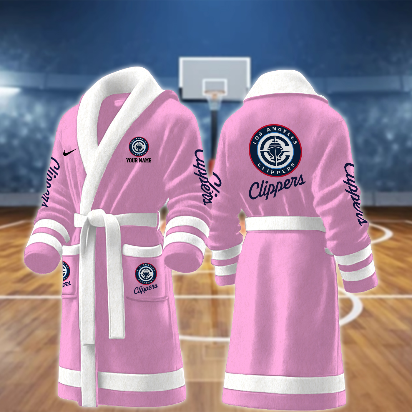 la clippers nba personalized fleece bathrobe 4pyux