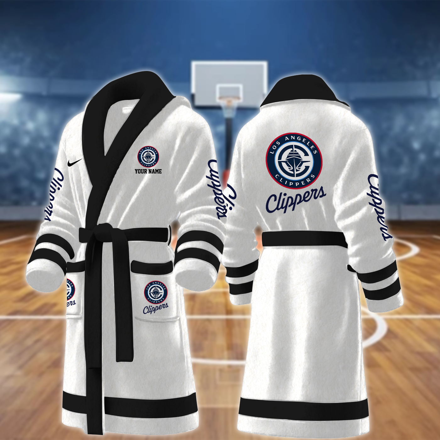 la clippers nba personalized fleece bathrobe xmtuk