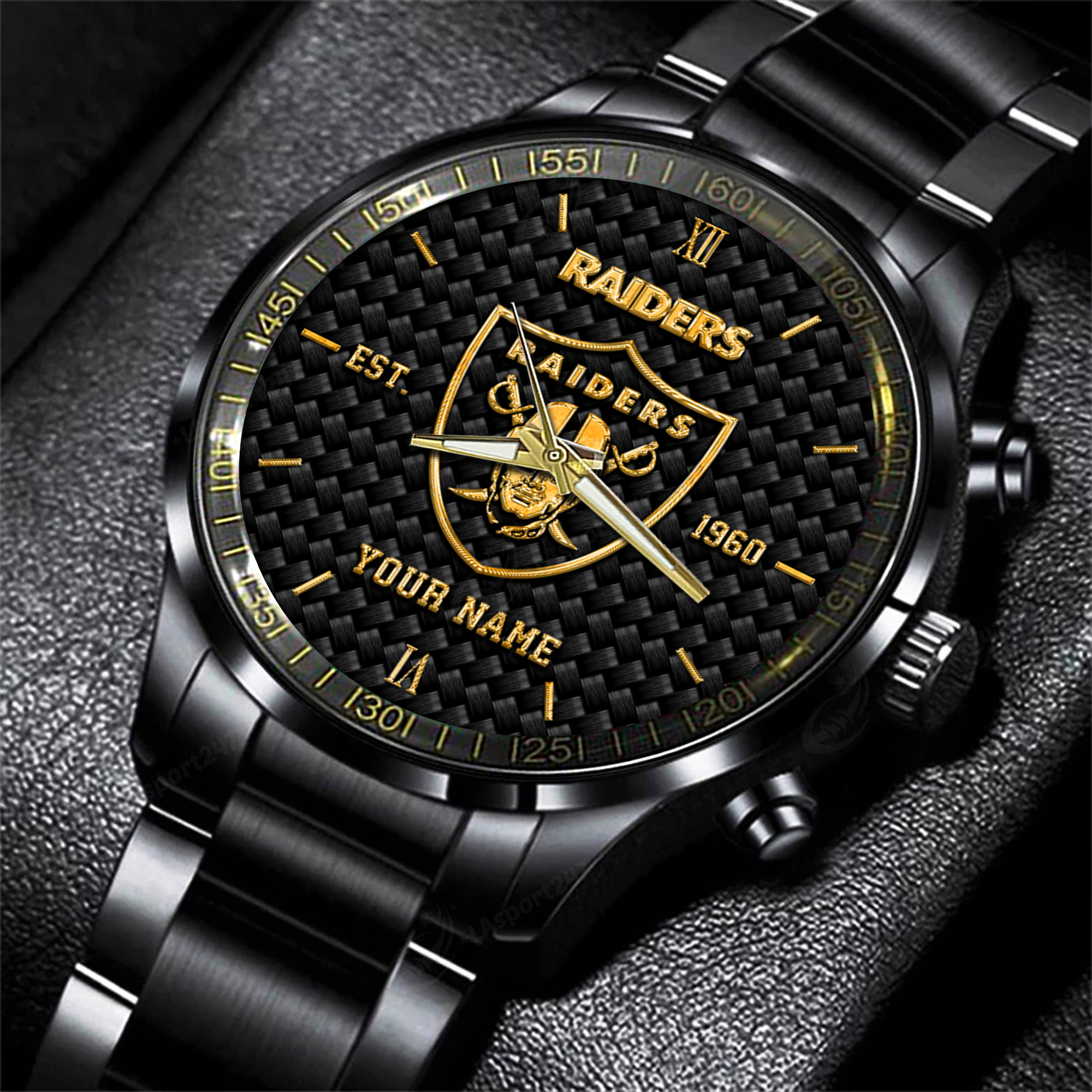 las vegas raiders nfl black fashion hand watch custom your name gift for fan eqkhr