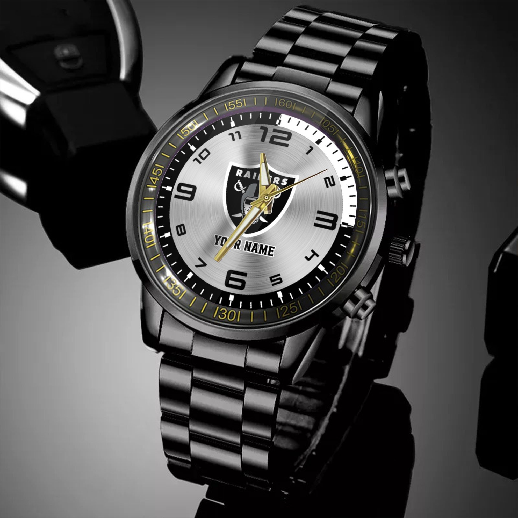 las vegas raiders nfl personalized black hand watch gifts for fans xgtzg