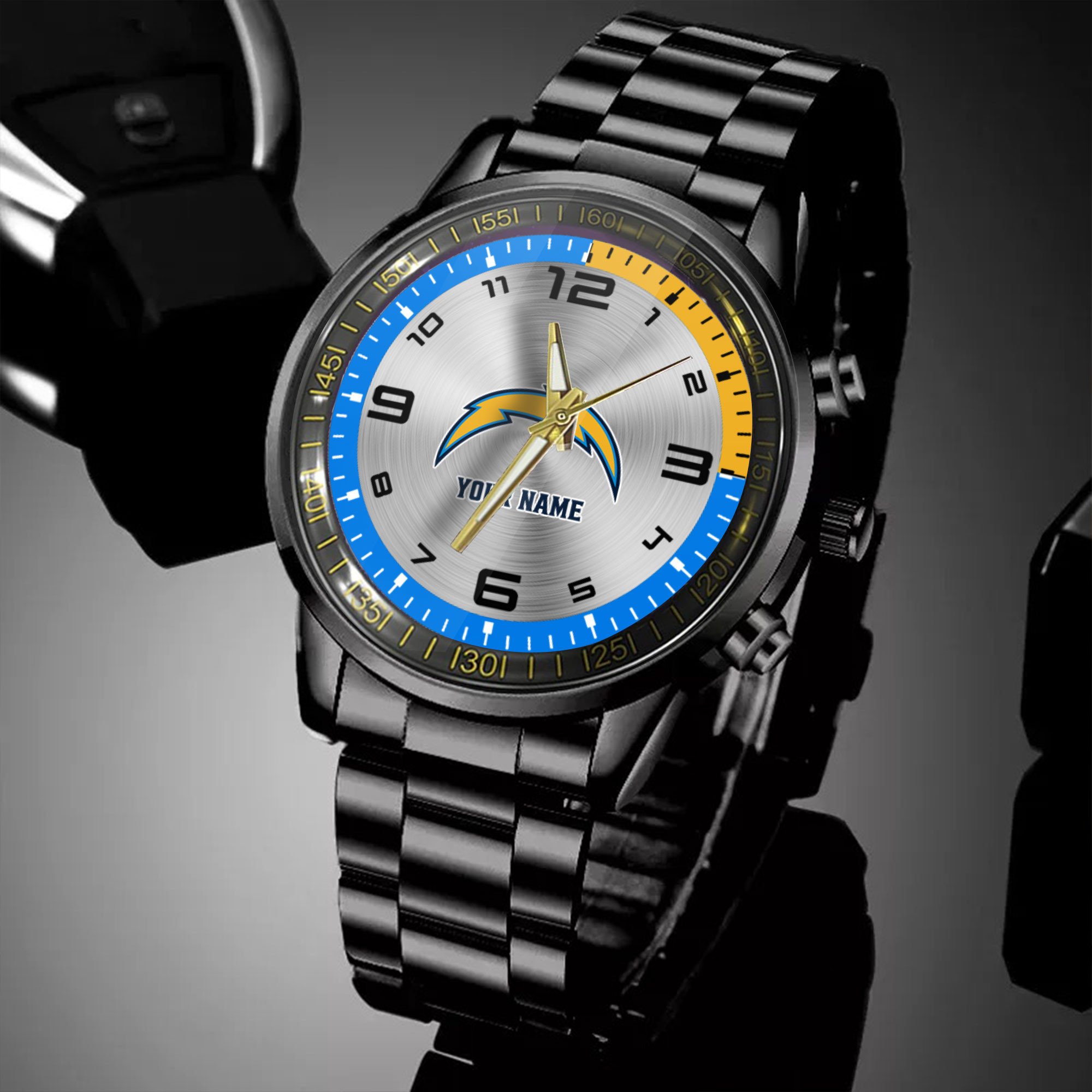 los angeles chargers nfl personalized black hand watch gifts for fans h75jc