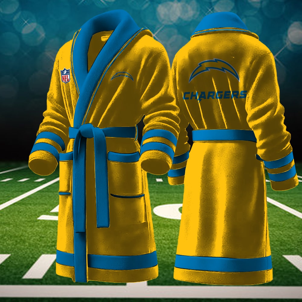 los angeles chargers nfl personalized fleece bathrobe zgcoz