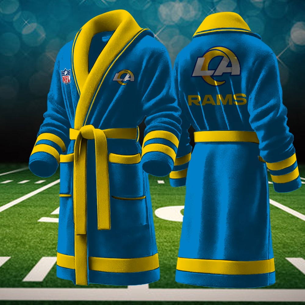 los angeles rams nfl personalized fleece bathrobe shfsf