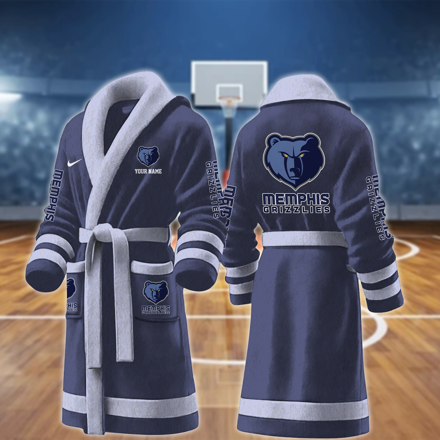 memphis grizzlies nba personalized fleece bathrobe ybtqc