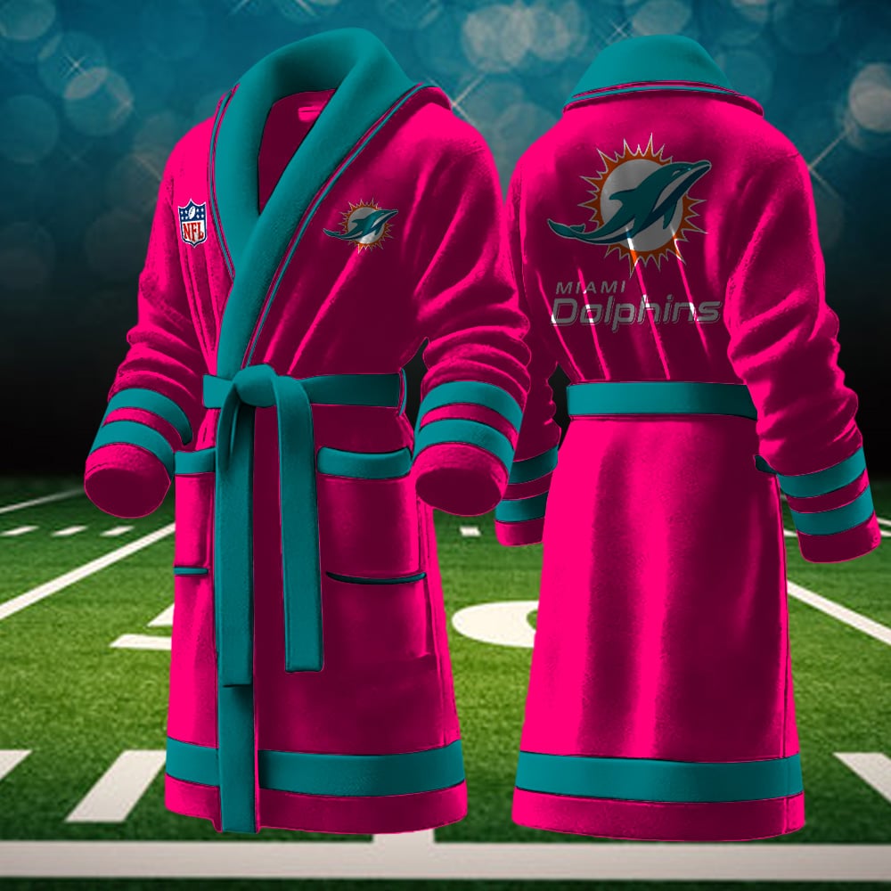 miami dolphins nfl personalized fleece bathrobe w8ipm