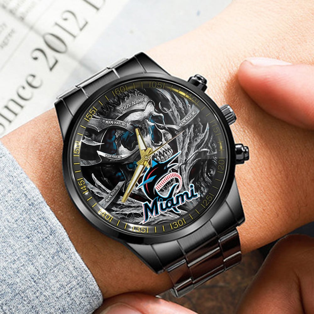 miami marlins mlb personalized fashion 3d men hand watch gift for fans for father 8bmm5