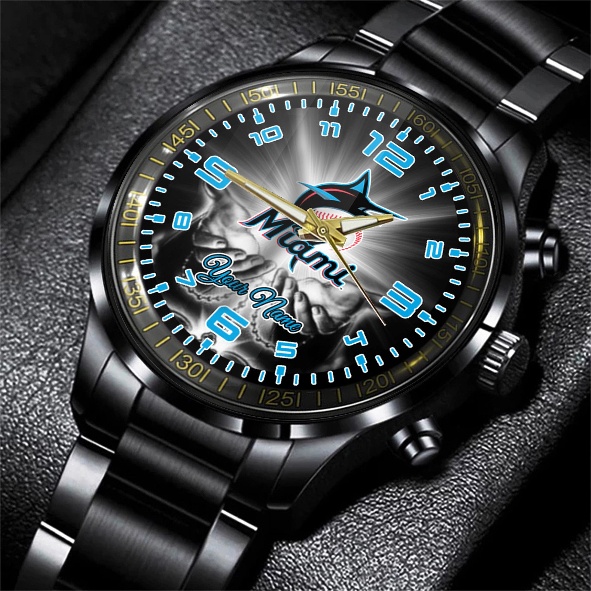 miami marlins mlb personalized fashion 3d men hand watch gift for fans for father lhke9