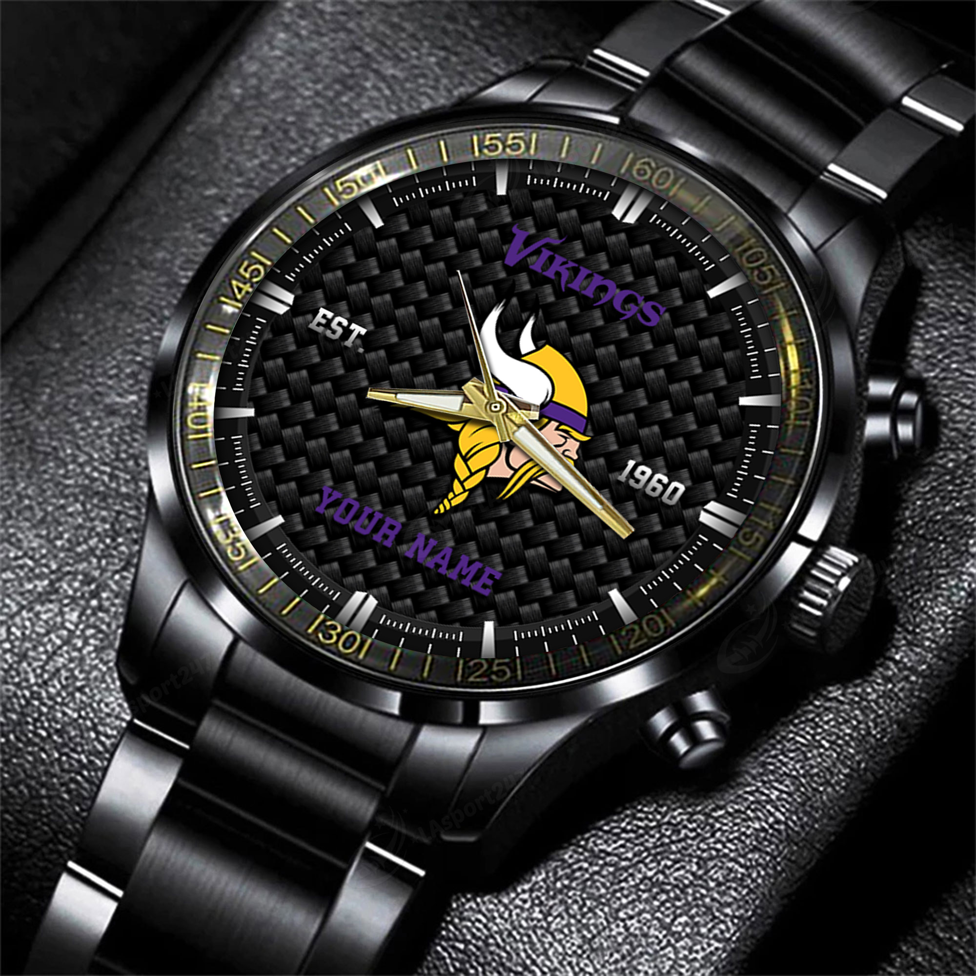 minnesota vikings nfl black fashion hand watch custom your name gift for fan d1az1