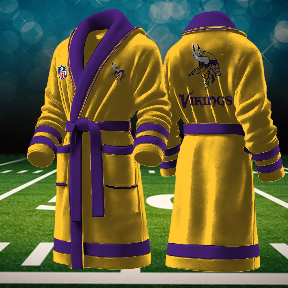 minnesota vikings nfl personalized fleece bathrobe idzzn