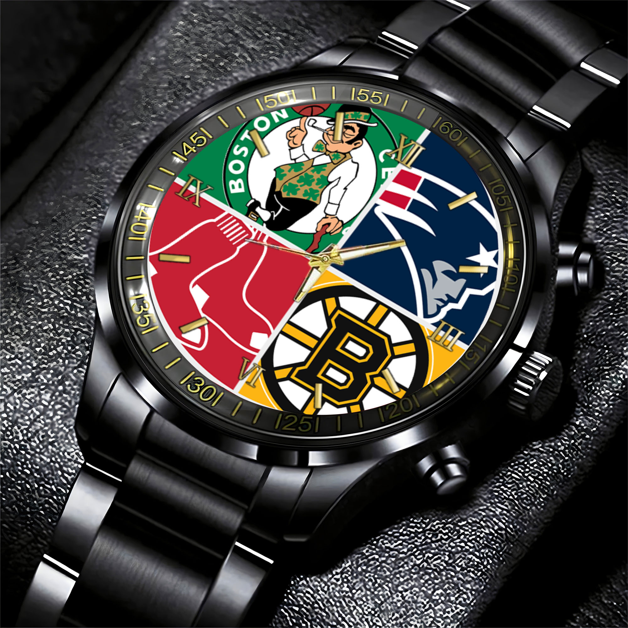 new england patriots nfl personalized sports black fashion watch jnf73