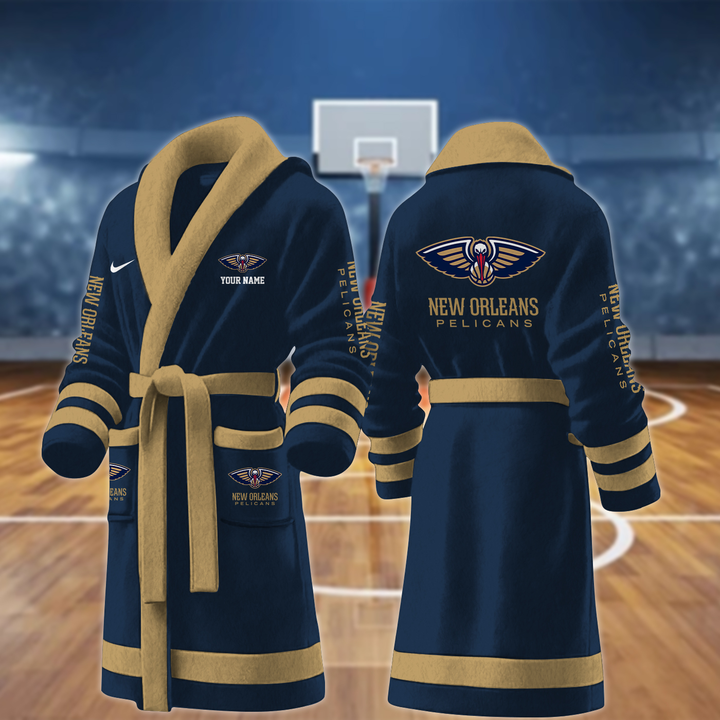 new orleans pelicans nba personalized fleece bathrobe 1qmto