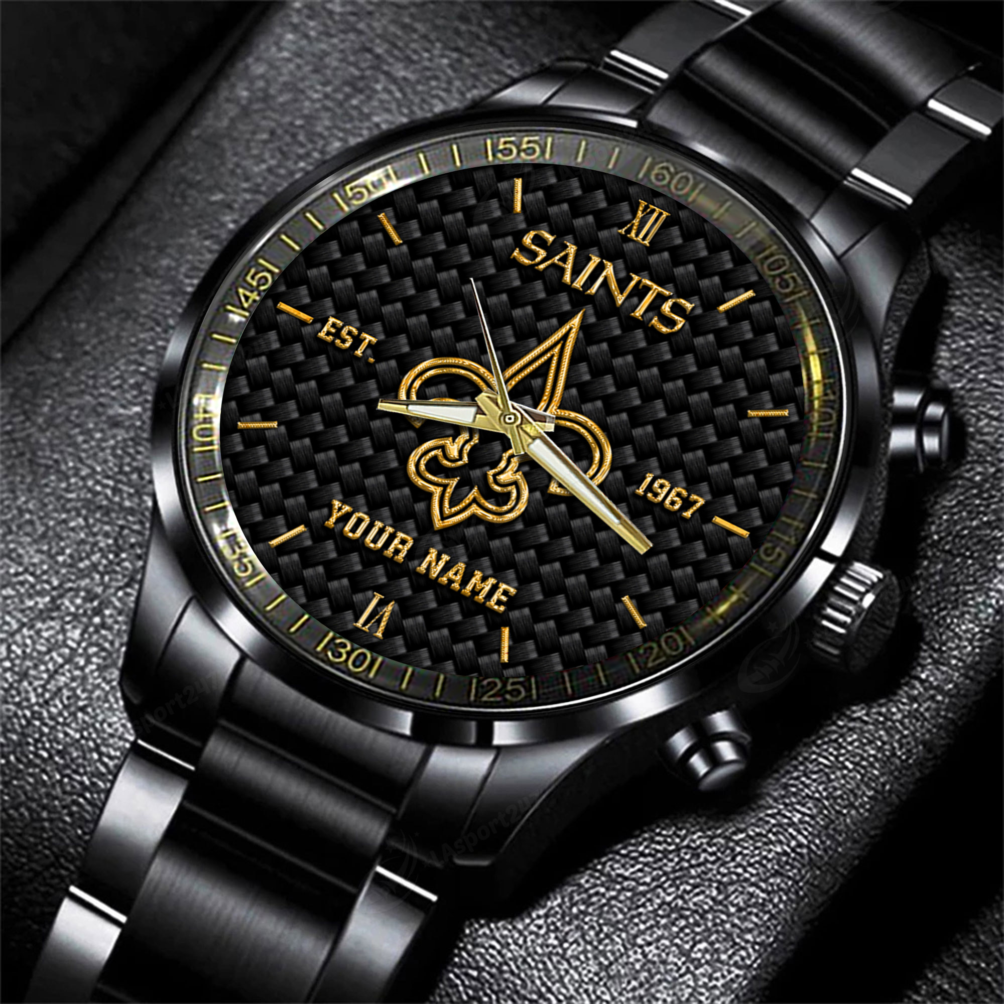 new orleans saints nfl black fashion hand watch custom your name gift for fan gzwiz