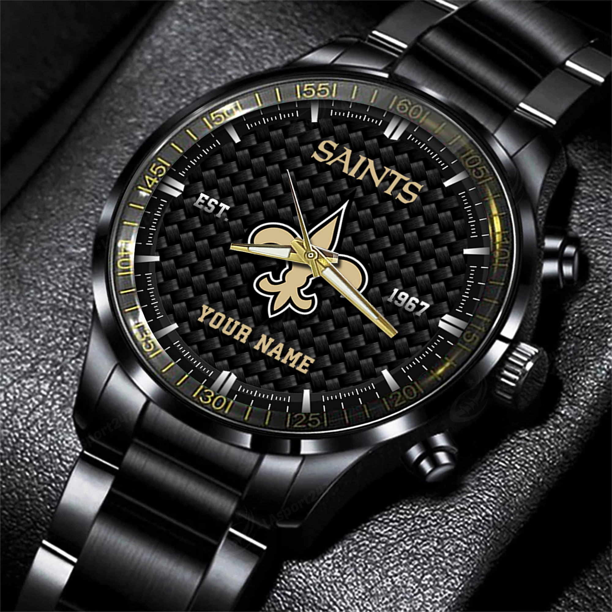 new orleans saints nfl black fashion hand watch custom your name gift for fan syxd1