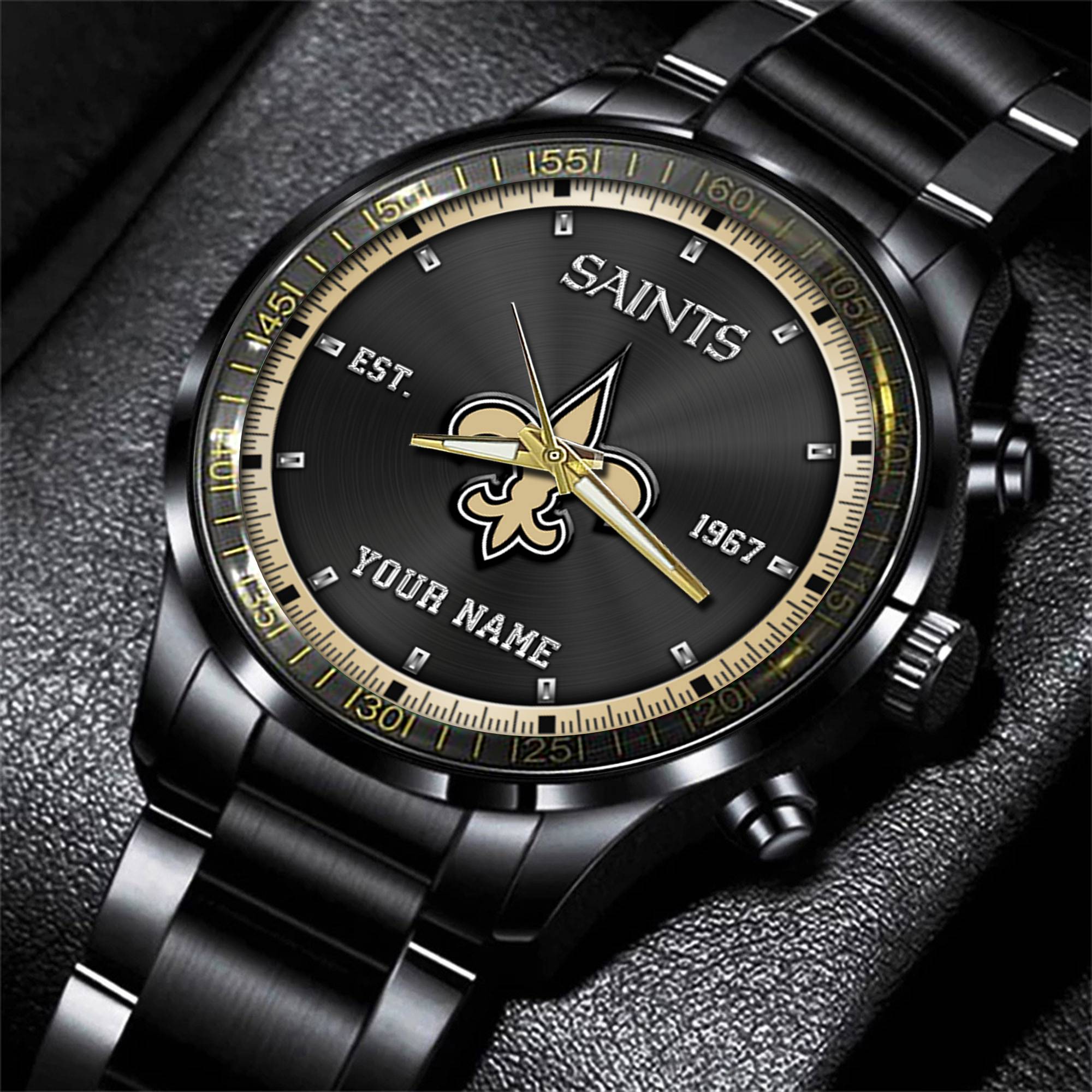 new orleans saints nfl personalized black fashion watch gifts for fans sp6vu