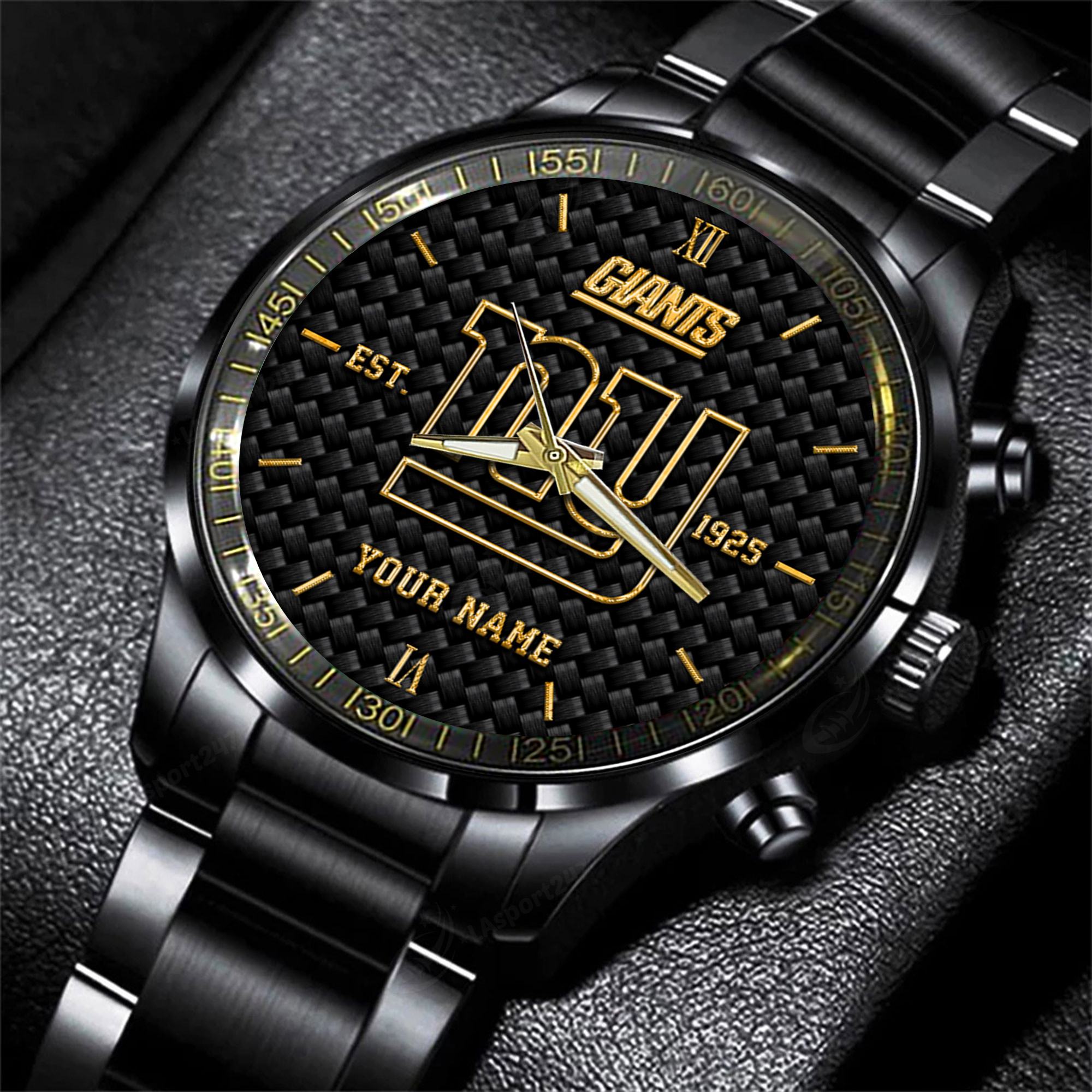 new york giants nfl black fashion hand watch custom your name gift for fan lgkmi