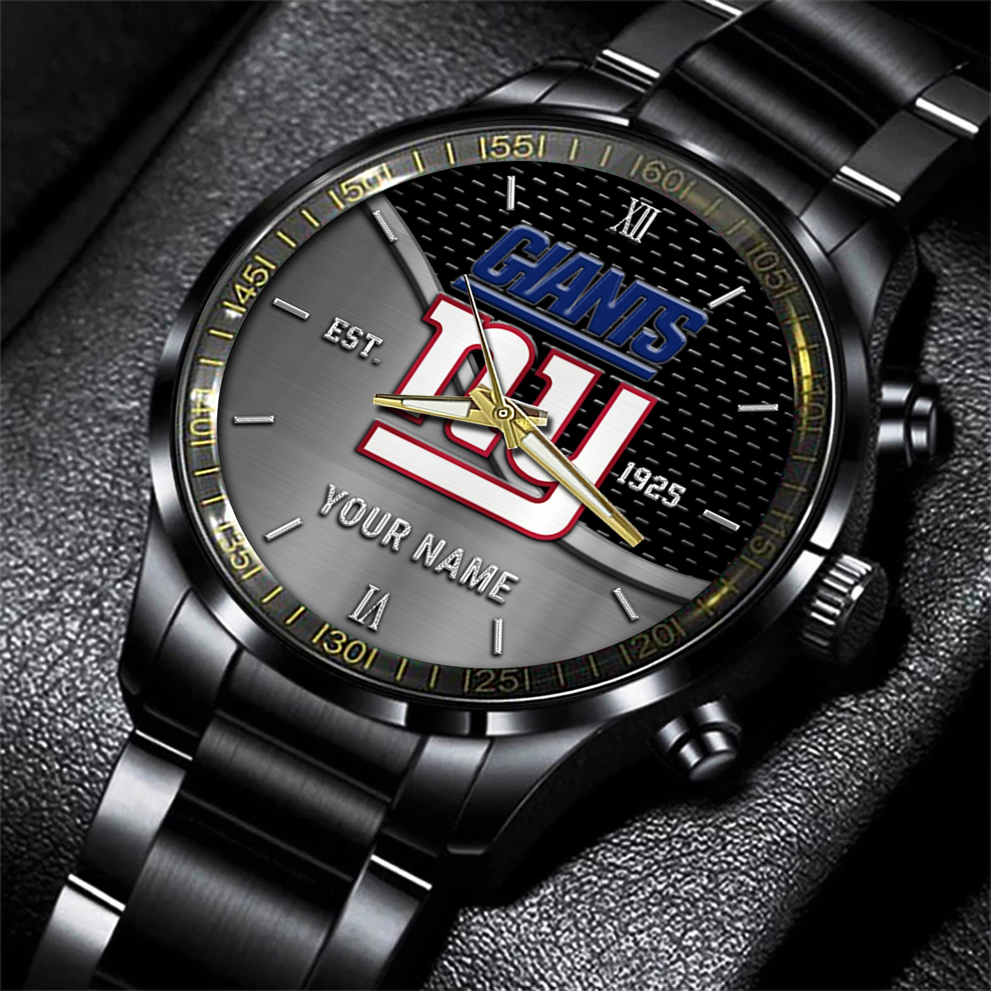 new york giants nfl black fashion hand watch custom your name gift for fan lnwgi