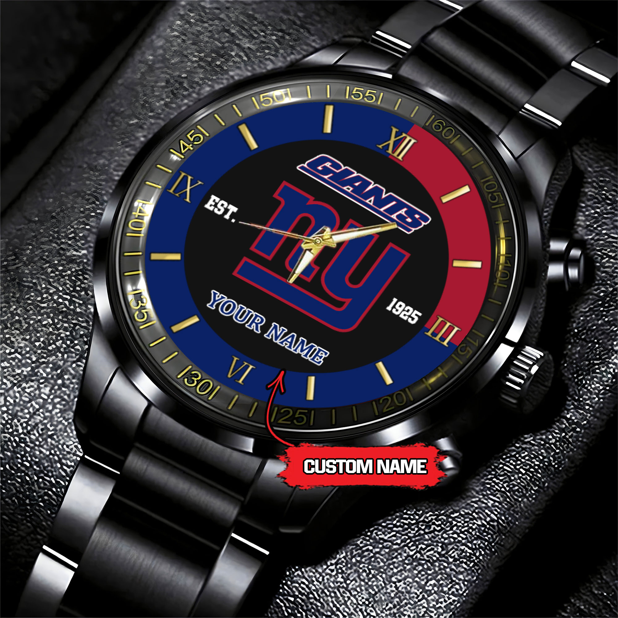 new york giants nfl personalized black fashion watch 59rwx