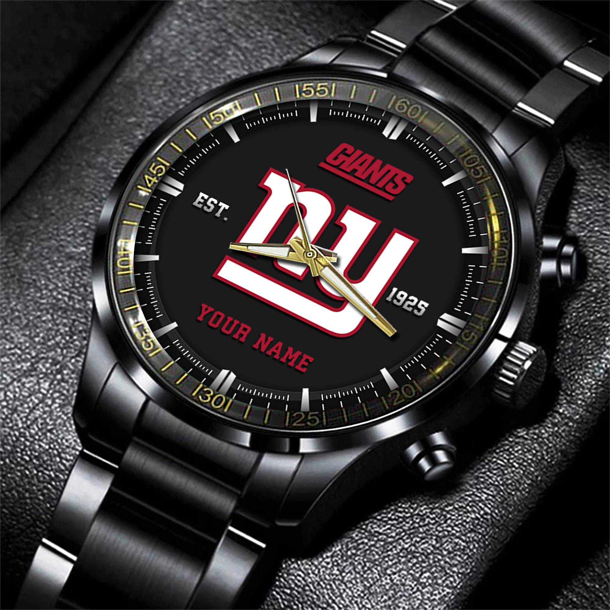 new york giants nfl personalized black fashion watch gifts for fans jm4dc