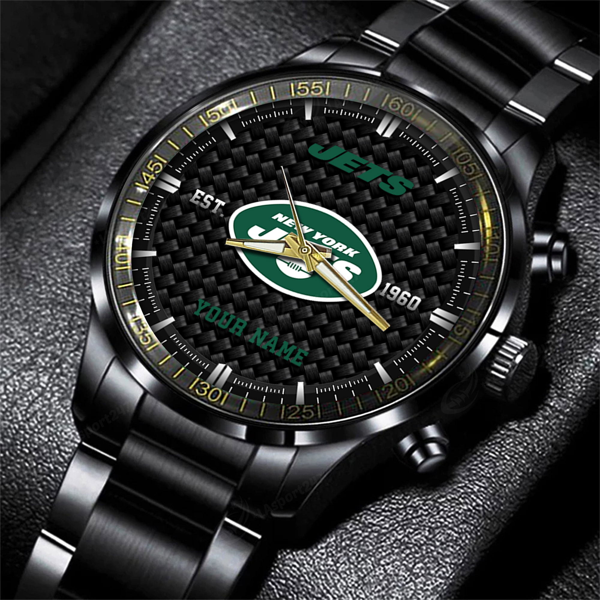 new york jets nfl black fashion hand watch custom your name gift for fan kqyul