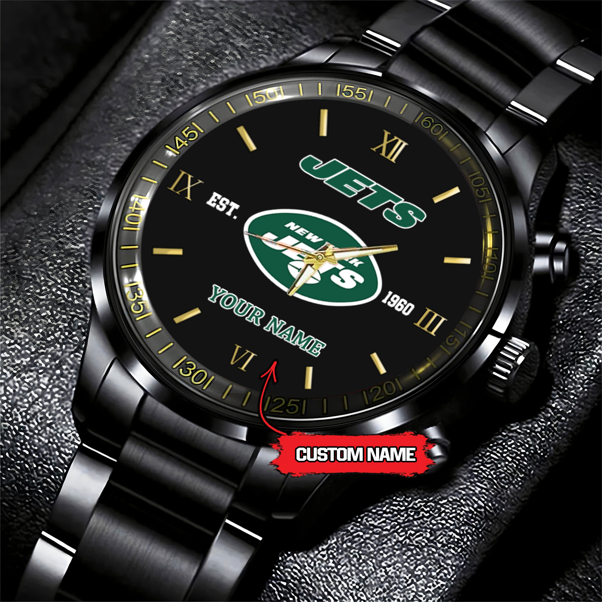 new york jets nfl personalized black fashion watch ig1wt