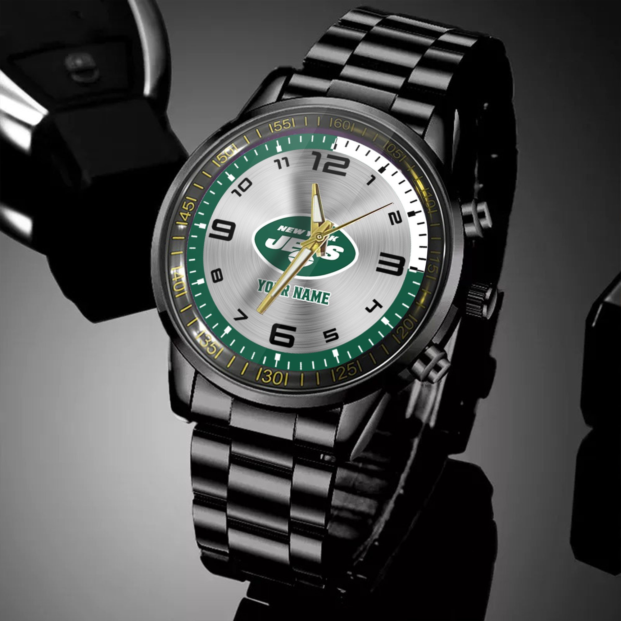 new york jets nfl personalized black hand watch gifts for fans qyjdw