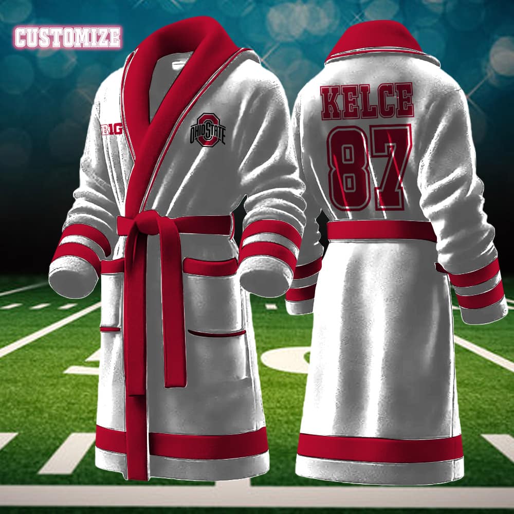 ohio state buckeyes ncaa personalized fleece bathrobe eabtx