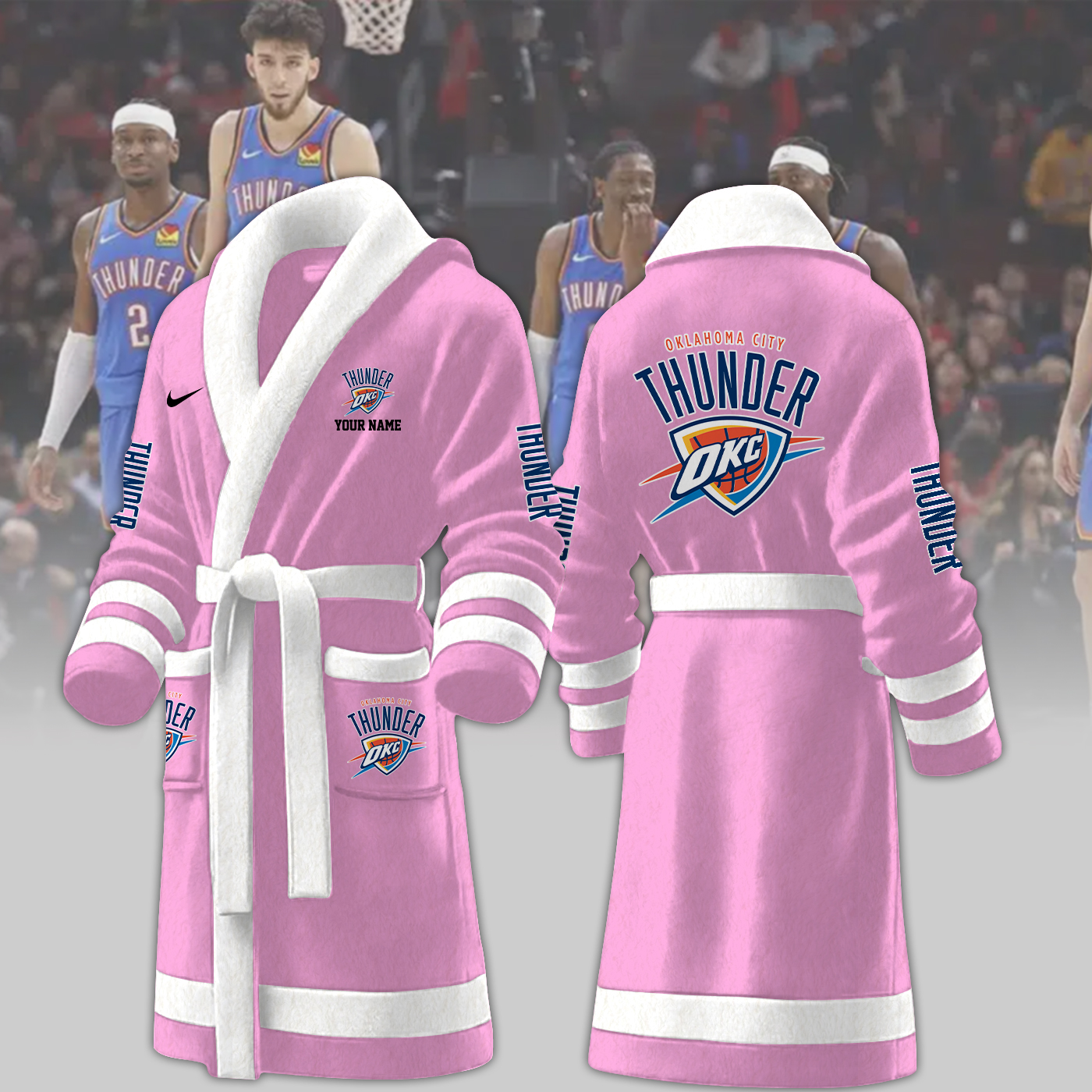 oklahoma city thunder nba personalized fleece bathrobe g4kdu