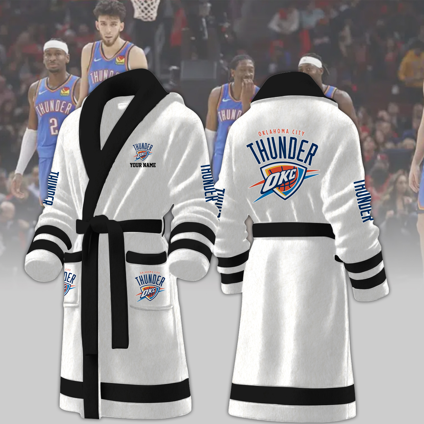 oklahoma city thunder nba personalized fleece bathrobe r89mi