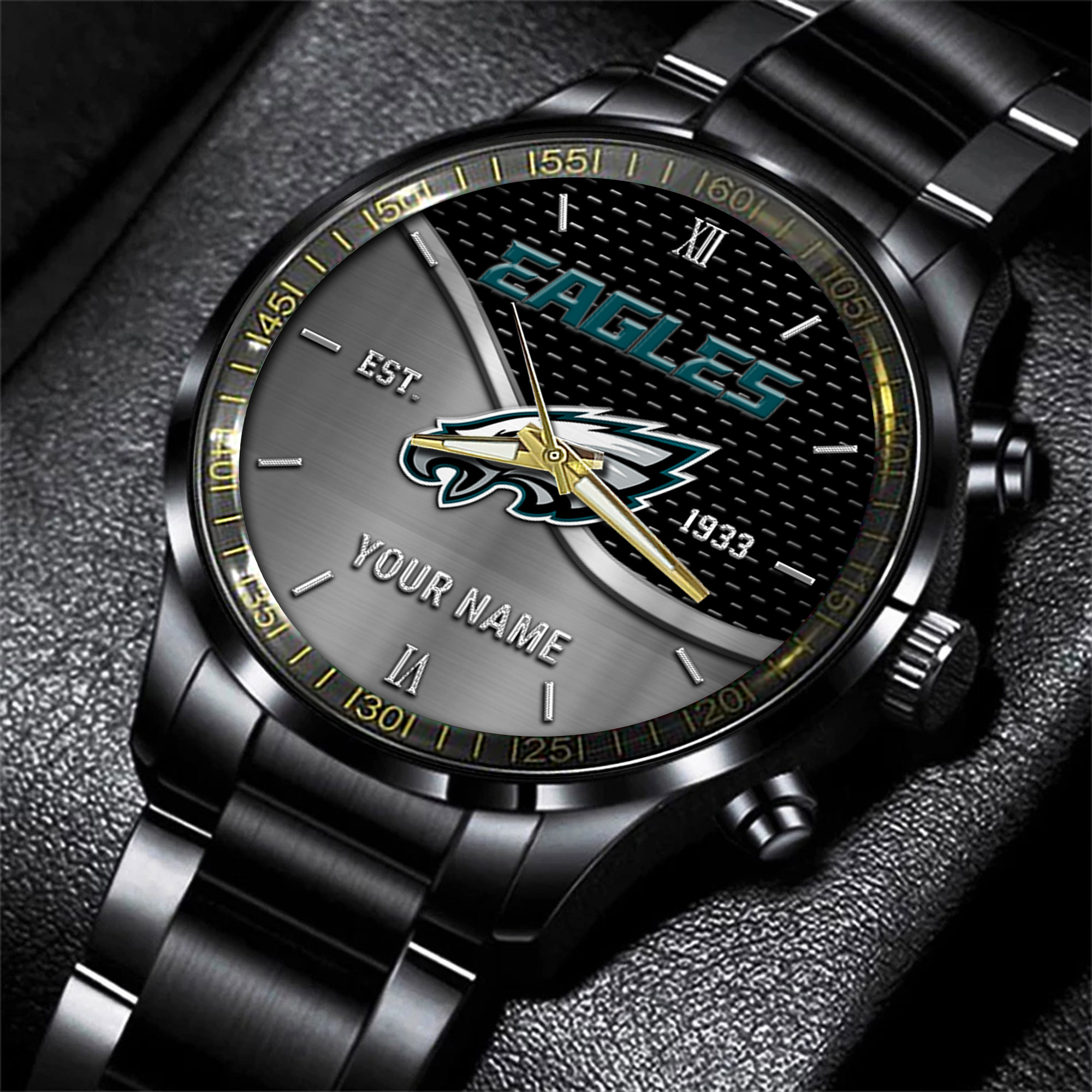 philadelphia eagles nfl black fashion hand watch custom your name gift for fan pig4a