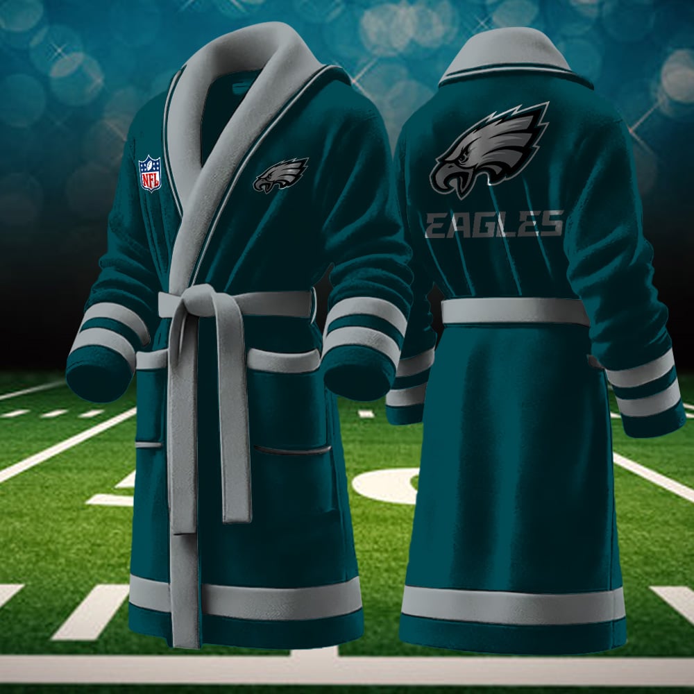 philadelphia eagles nfl personalized fleece bathrobe 1zkir