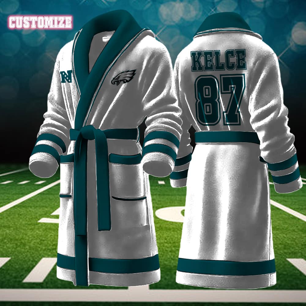 philadelphia eagles nfl personalized fleece bathrobe 7viva