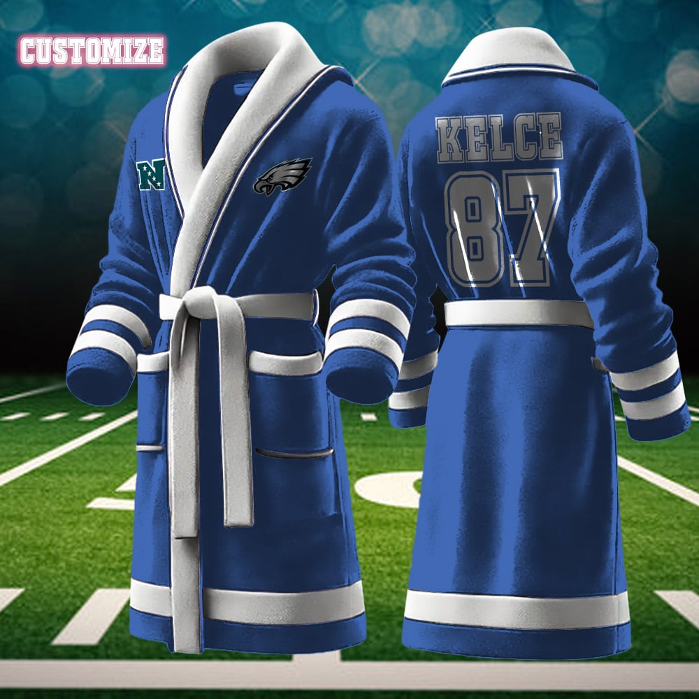 philadelphia eagles nfl personalized fleece bathrobe hf2g0