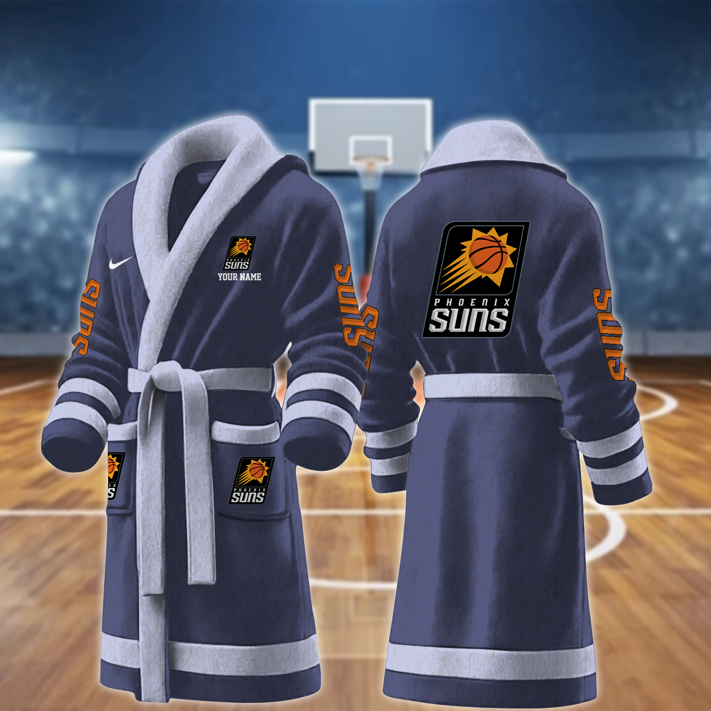 phoenix suns nba personalized fleece bathrobe 8cqwz