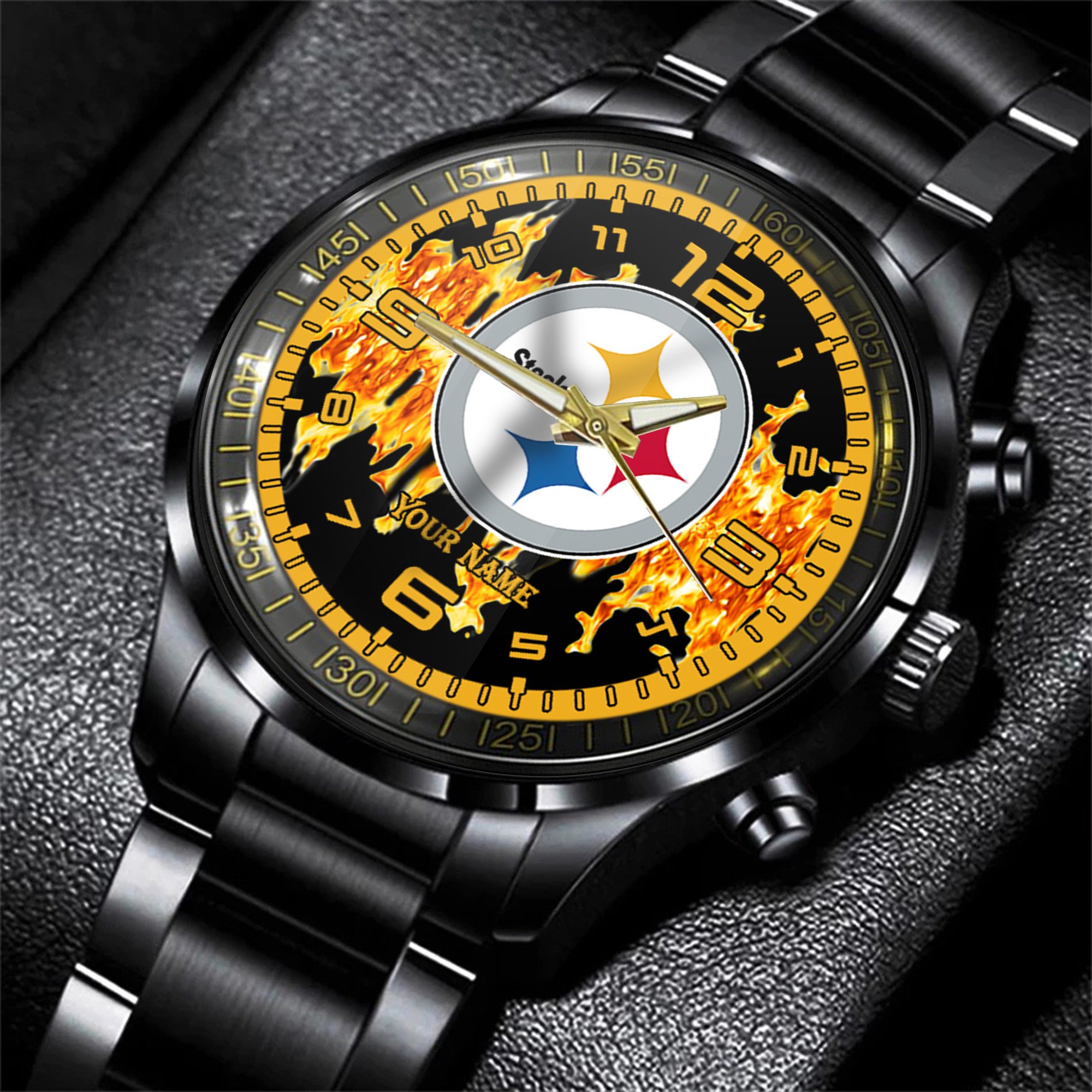 pittsburgh steelers nfl personalized 3d men hand watch gift for fans for father fenwv