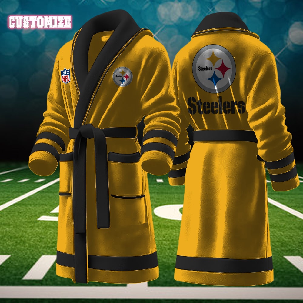 pittsburgh steelers nfl personalized fleece bathrobe 558jm