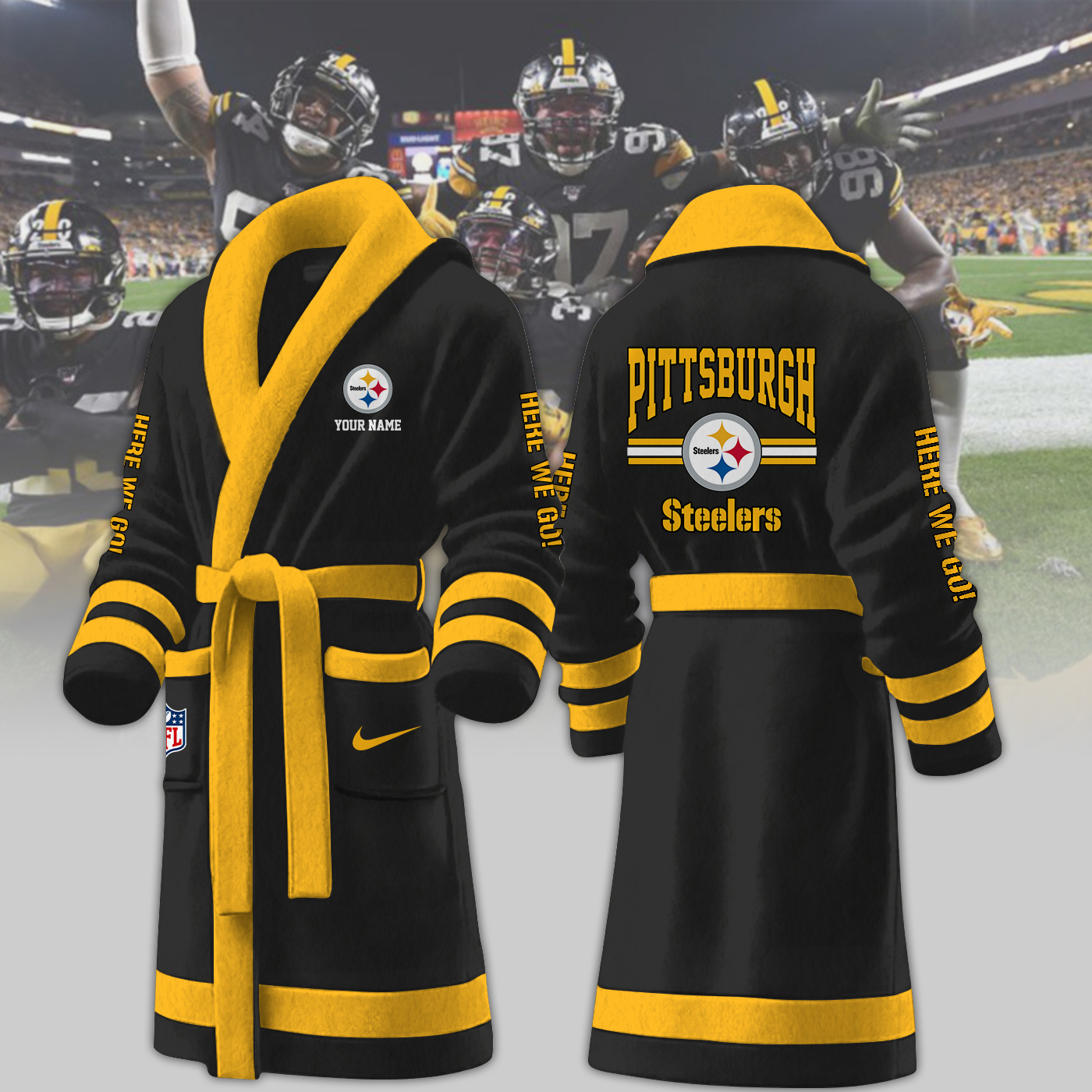 pittsburgh steelers nfl personalized fleece bathrobe fucqq