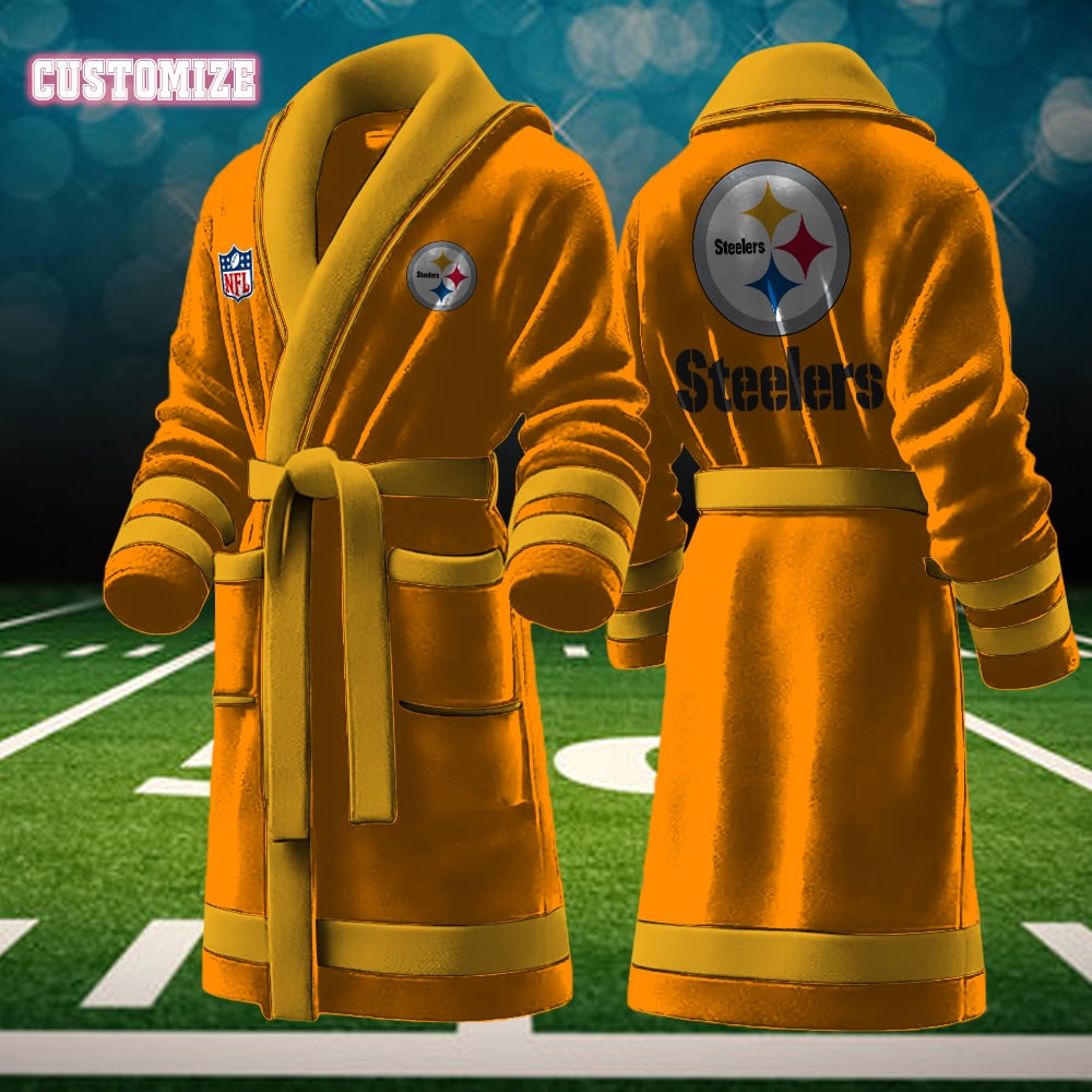 pittsburgh steelers nfl personalized fleece bathrobe kheik