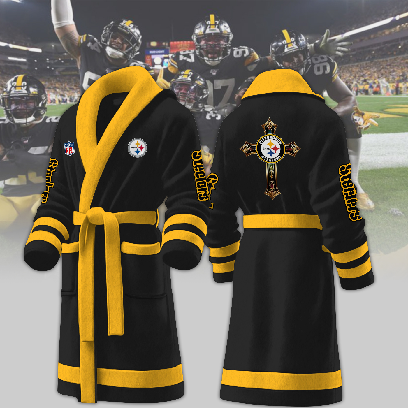 pittsburgh steelers nfl personalized fleece bathrobe mqlad