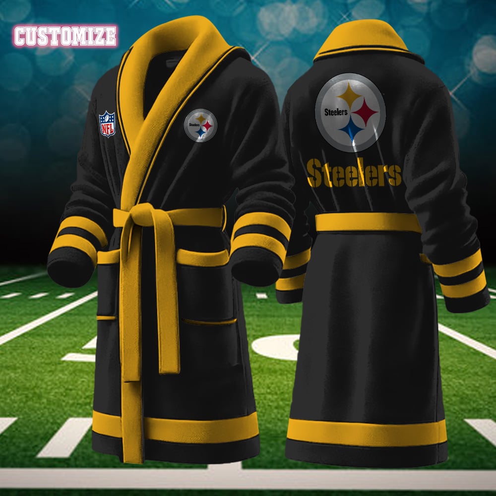 pittsburgh steelers nfl personalized fleece bathrobe ssjkv