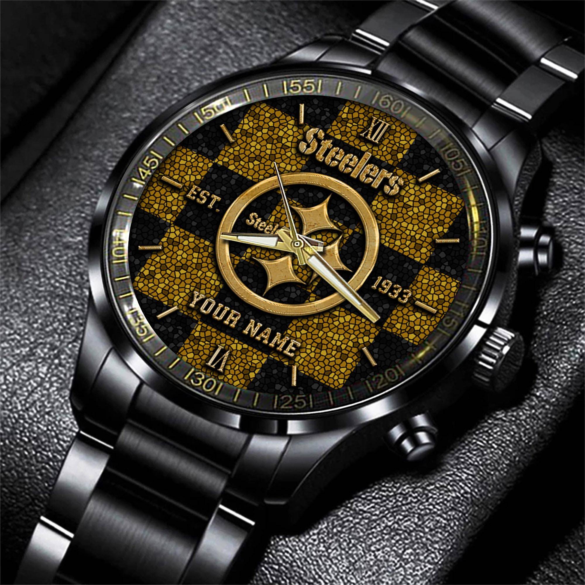 pittsburgh steelers nfl personalized sport black watch gifts for fans 89jdh